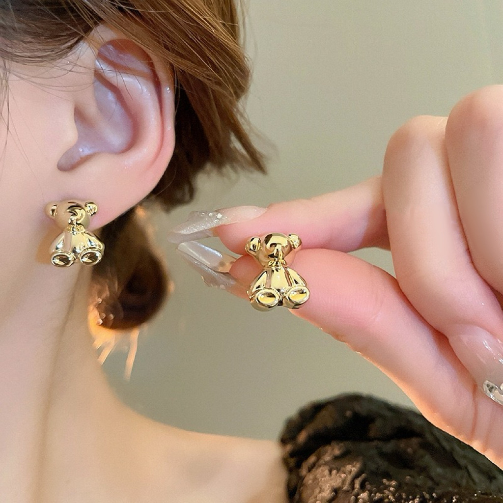 bear精緻金銀小熊熊耳釘