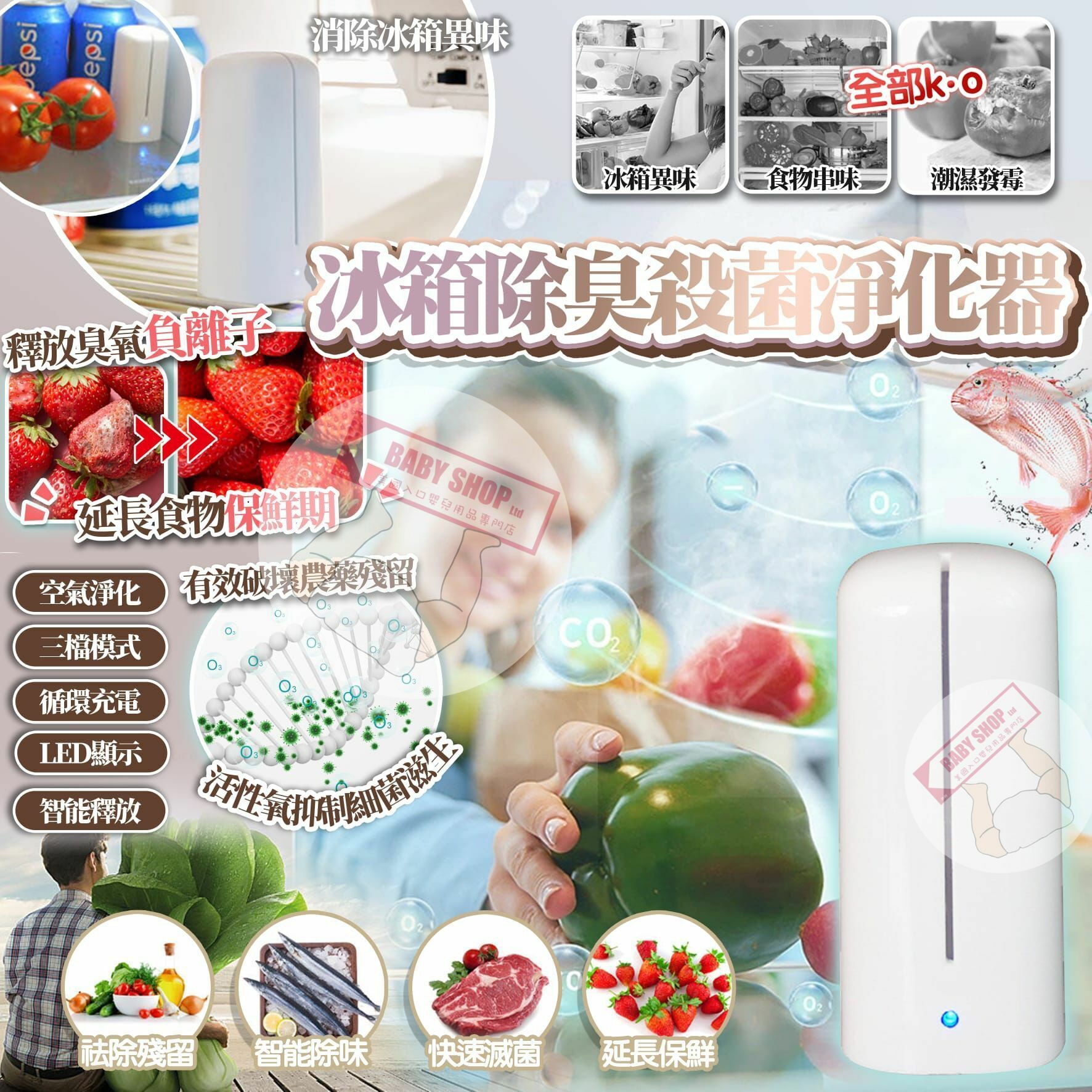 【預訂】A060801 冰箱殺菌除臭淨化器