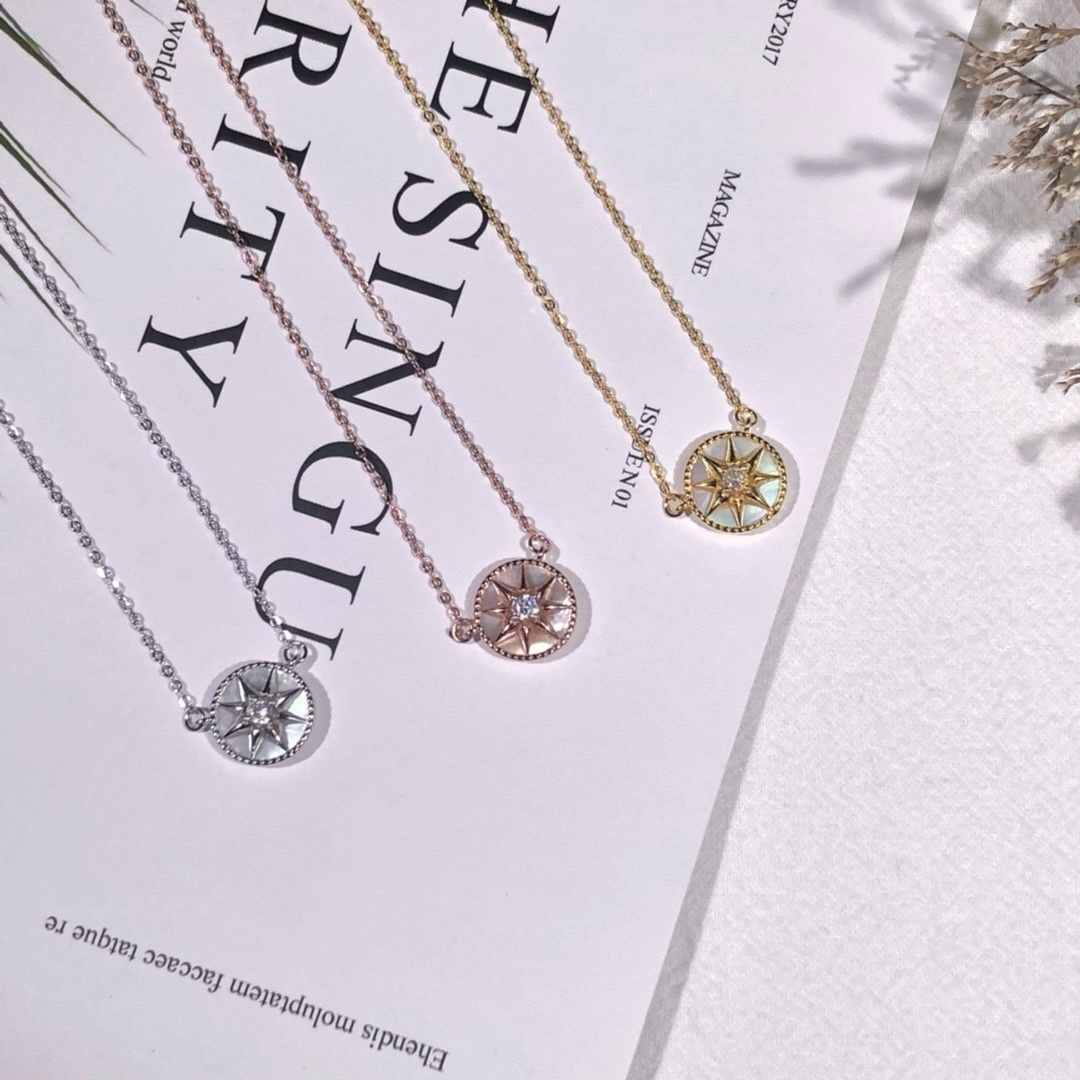 18k d”八芒星白母貝羅盤高奢定製項鍊
