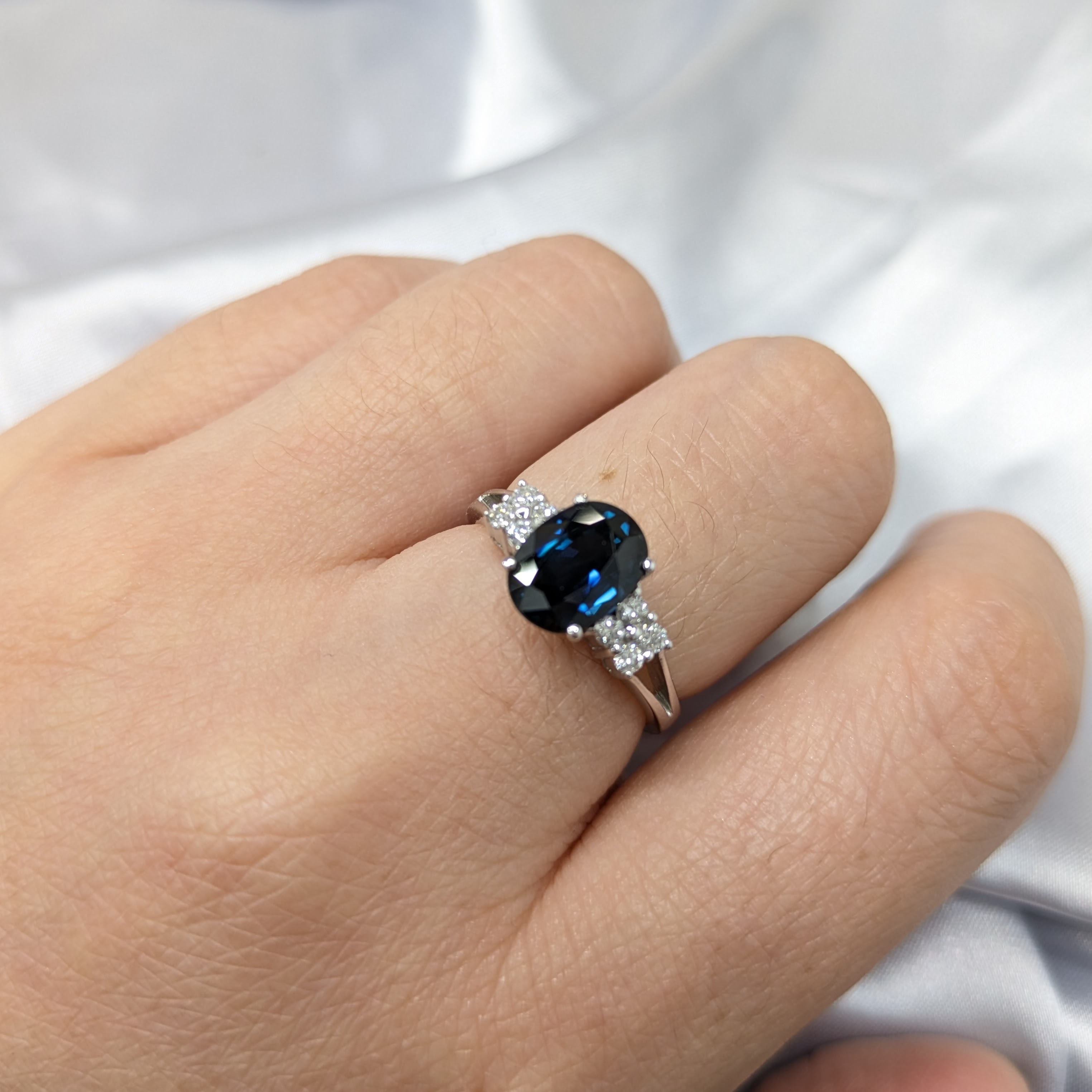 18K White Gold 2.58ct Sapphire and Diamond Ring
