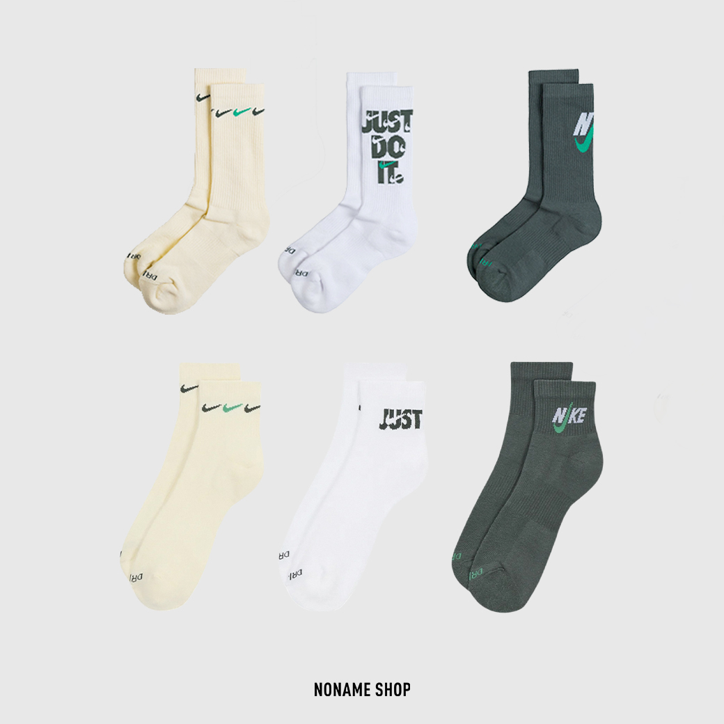 NIKE EVERYDAY PLUS Dri-FIT LOGO 三雙一組 長襪/中筒襪 襪子 白黃綠