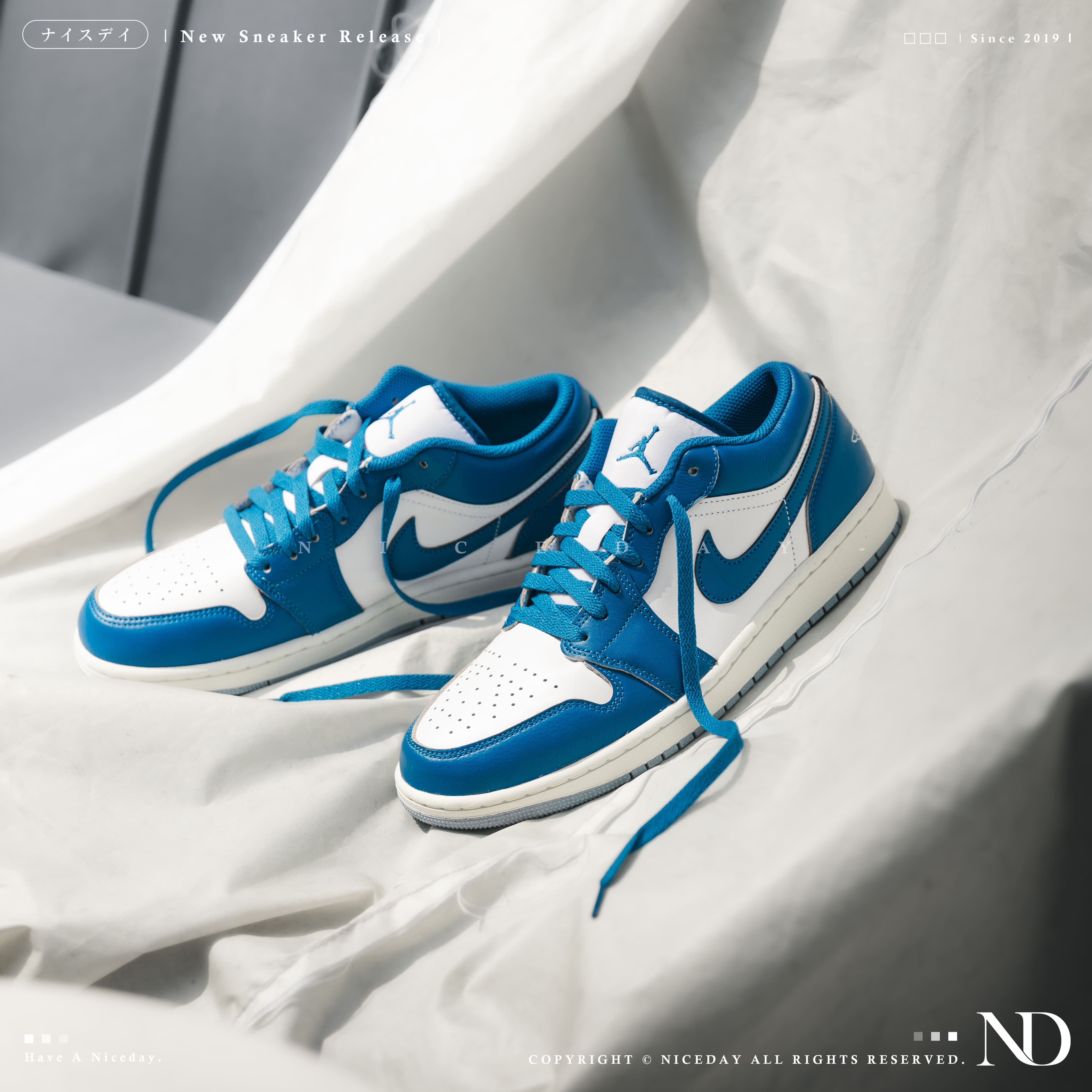 NICEDAY 現貨 Air Jordan 1 Low Industrial Blue 工裝藍 藍 白 喬丹 一代 籃球鞋 男款 FN5214-141