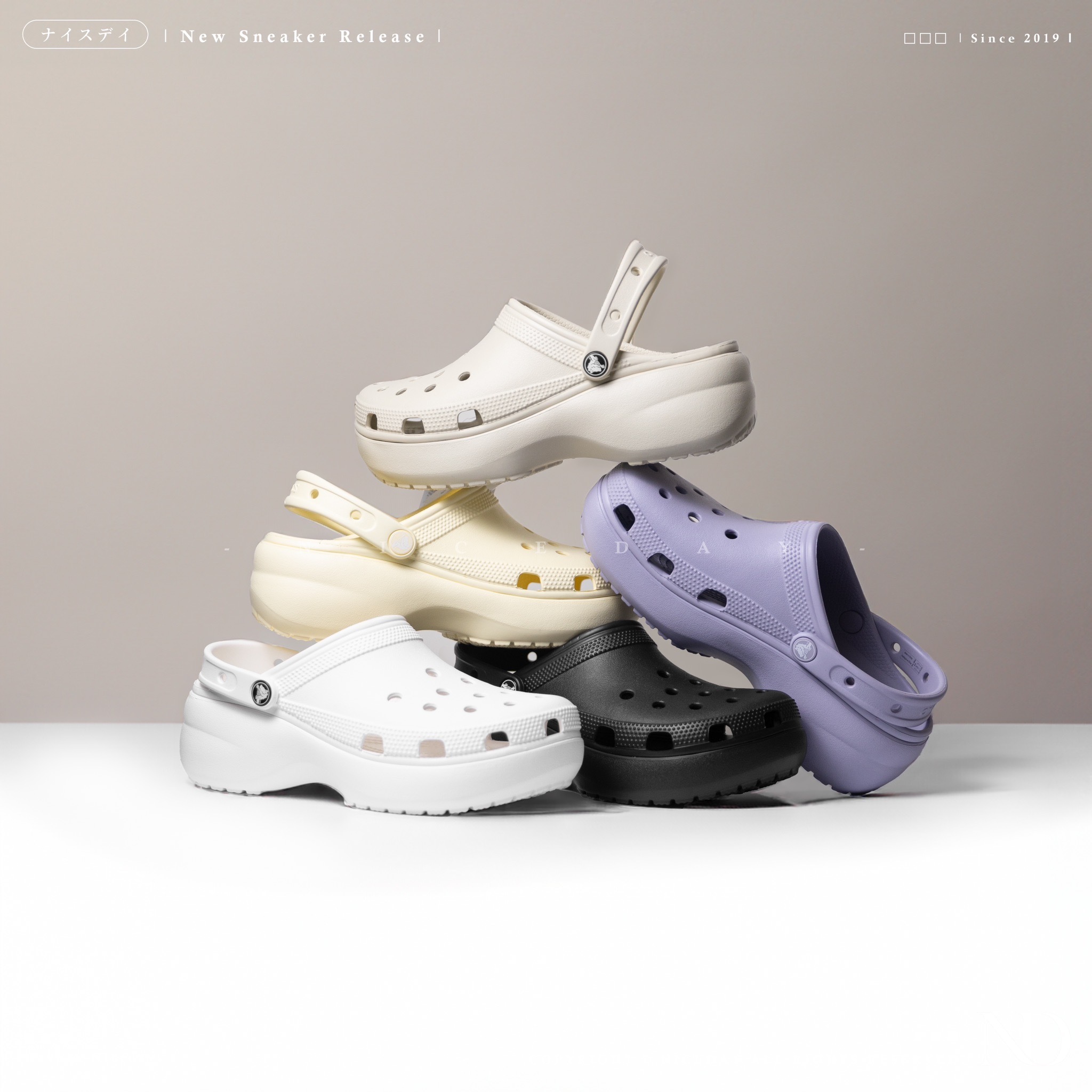 NICEDAY 現貨 Crocs Classic Platform Clogs 雲朵 黑 白 奶茶 黃 紫 洞洞鞋 增高厚底 防水 涼鞋 女款