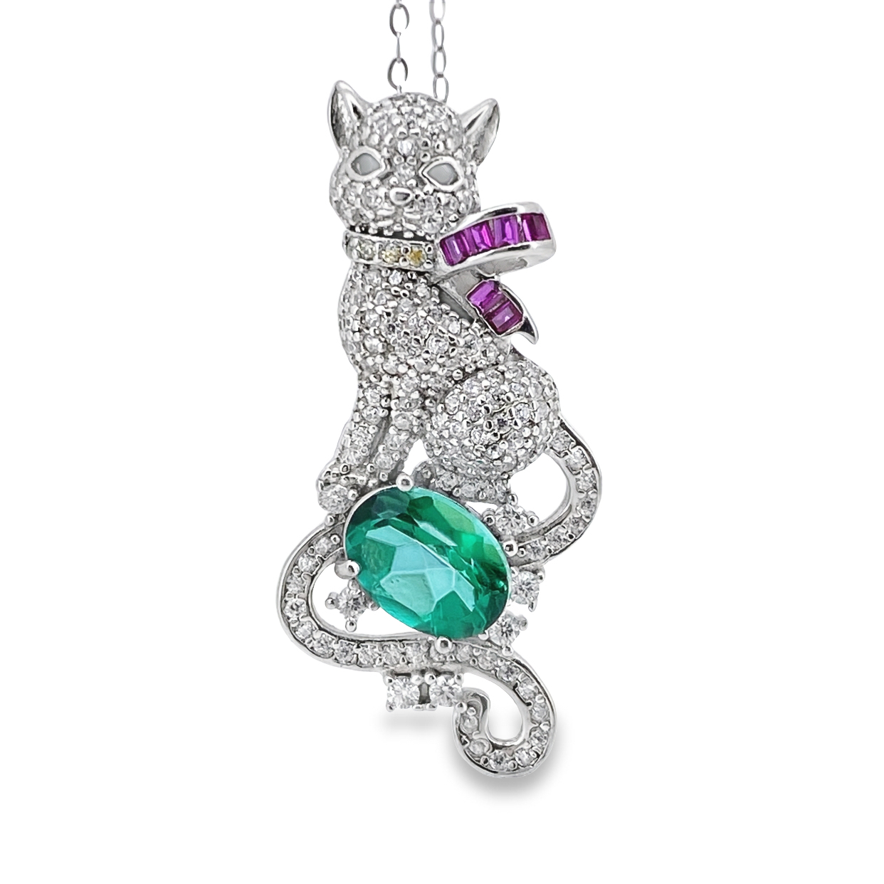 T26貓咪湖水綠拓帕吊墜