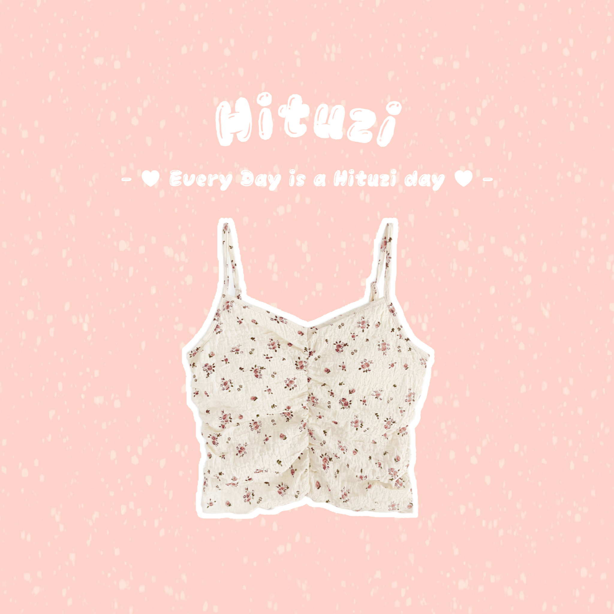 碎花抓皺小背心