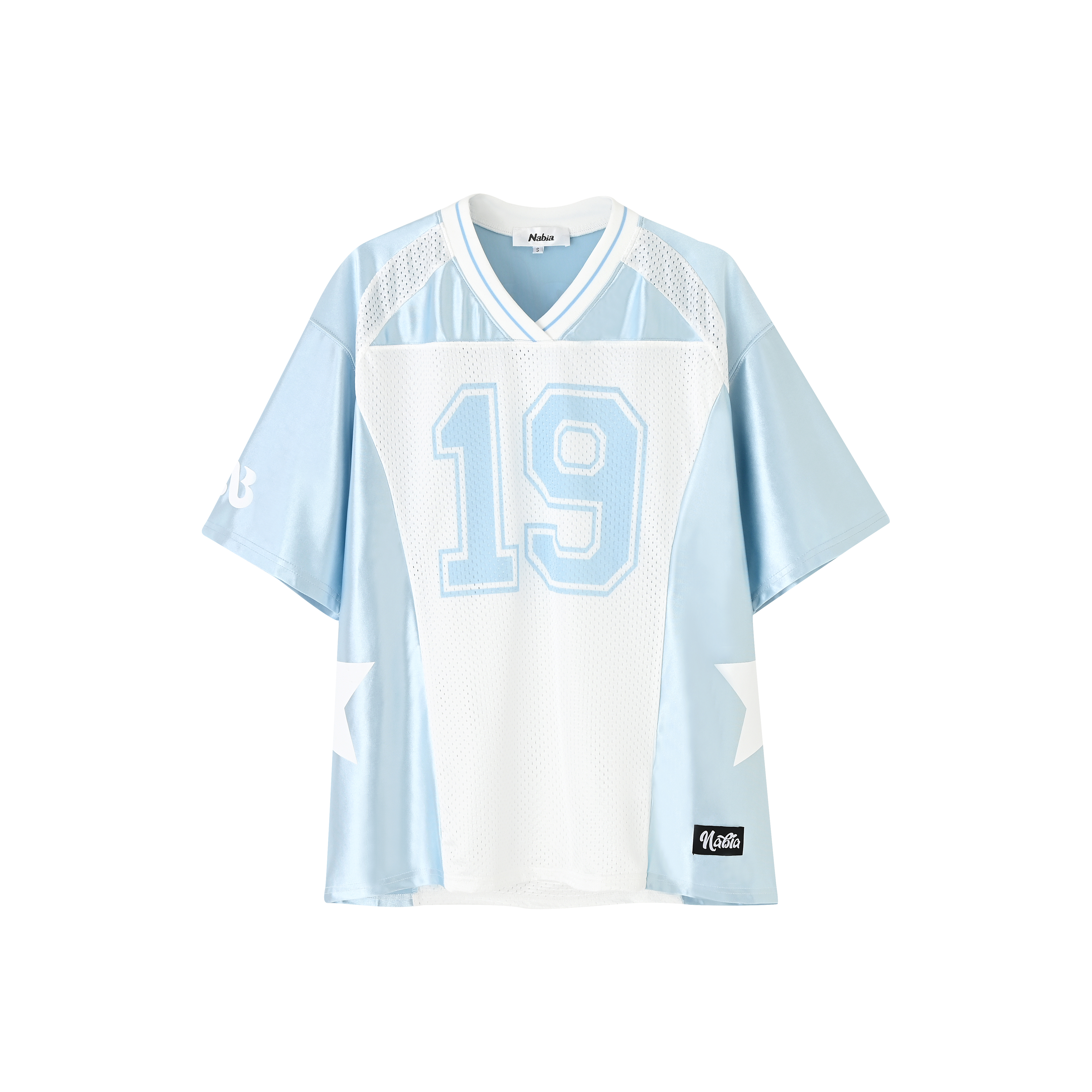 美式冰球上衣 - 藍