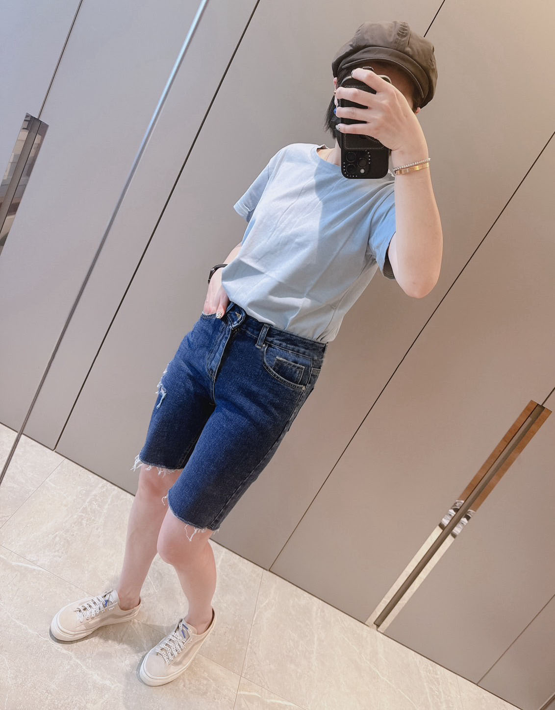 側割破五分馬褲