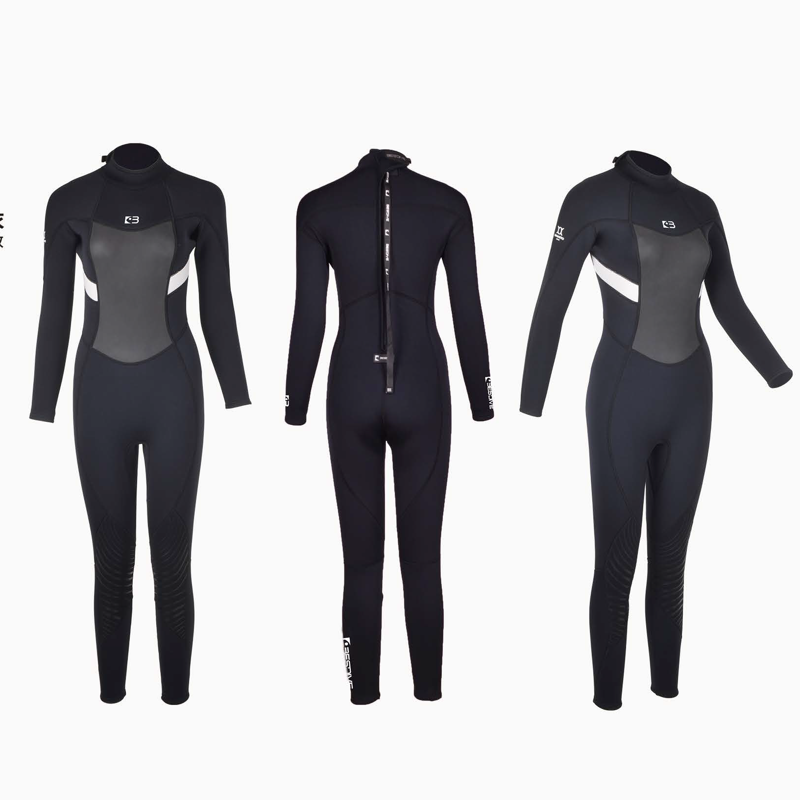 ▲現貨 Bestdive 女款 3mm 黑白系列 連身防寒衣 (經典黑+白線條) 2026