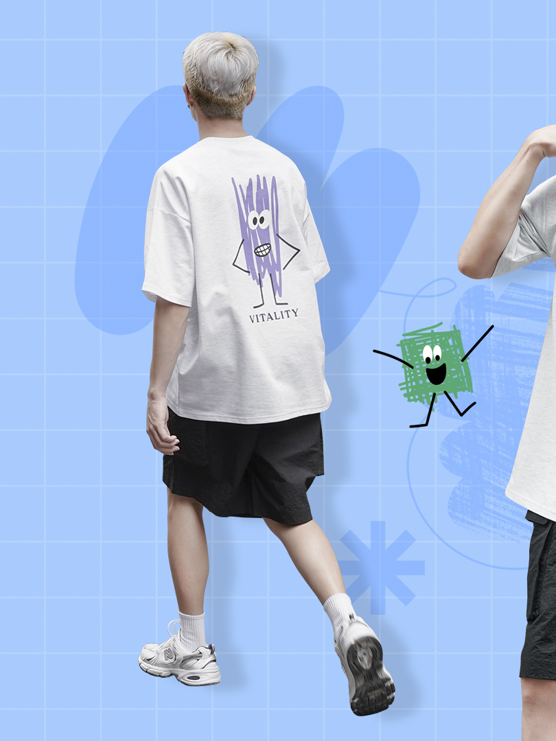 QIAO - 塗鴉家族 超可愛6明星 印花短Tee