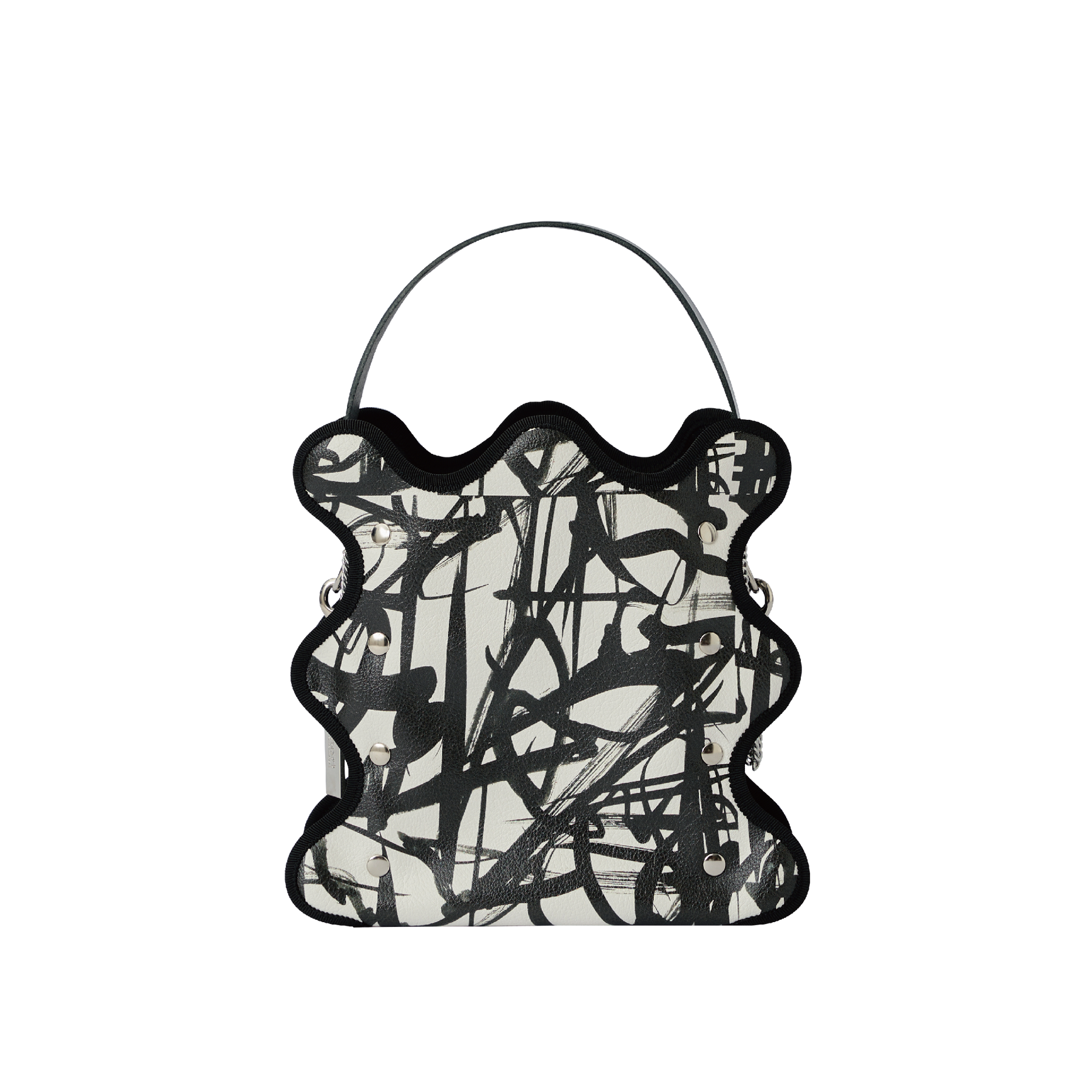 Nori 波浪手提斜背包 黑色塗鴉板