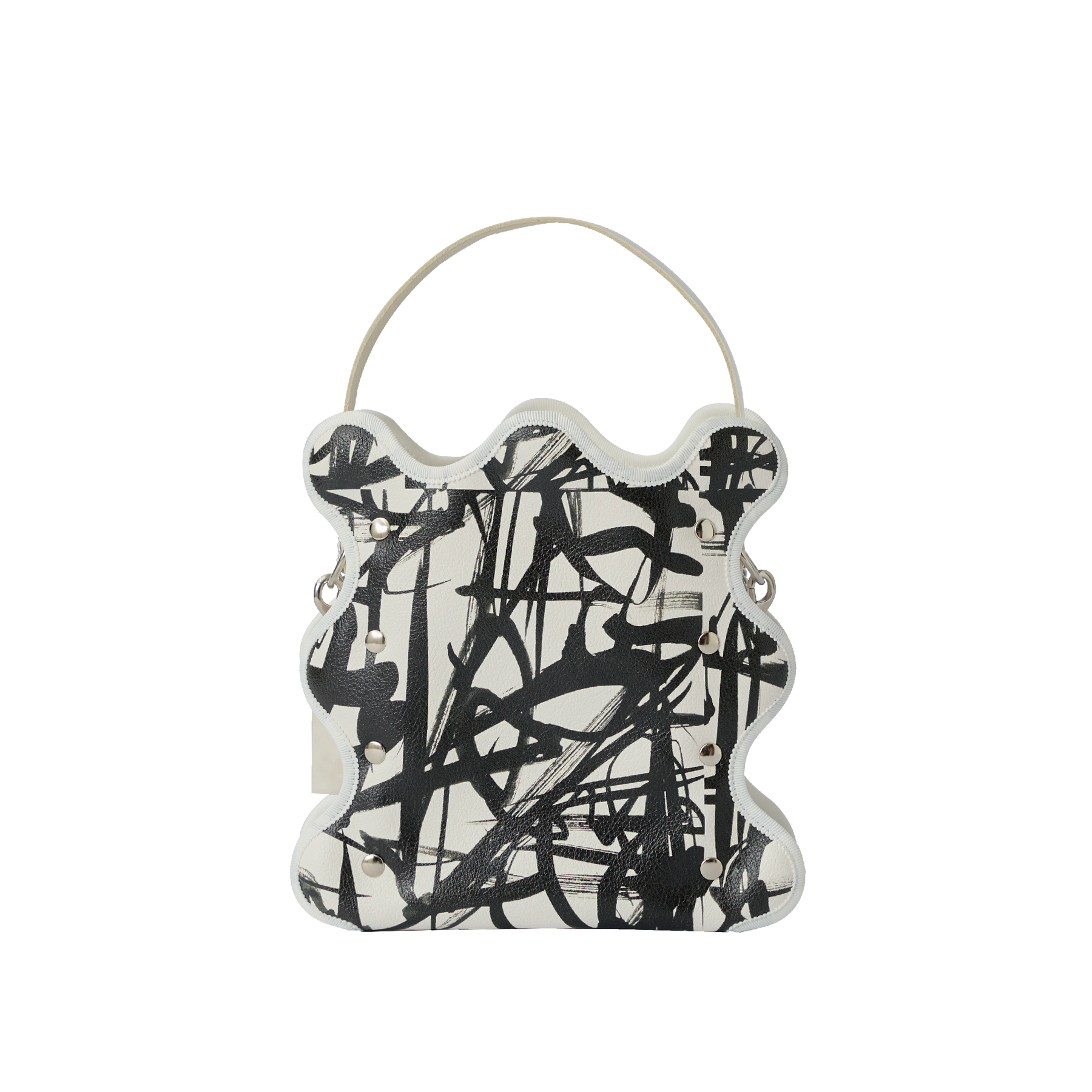 Nori 波浪手提斜背包 白色塗鴉板