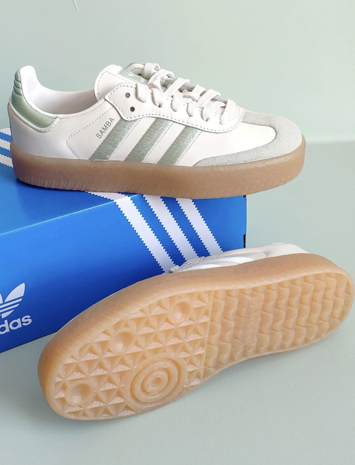 Adidas Originals Sambae 香檳綠 金屬色 皮革 復古 德訓鞋 焦糖底 IG1947/預購