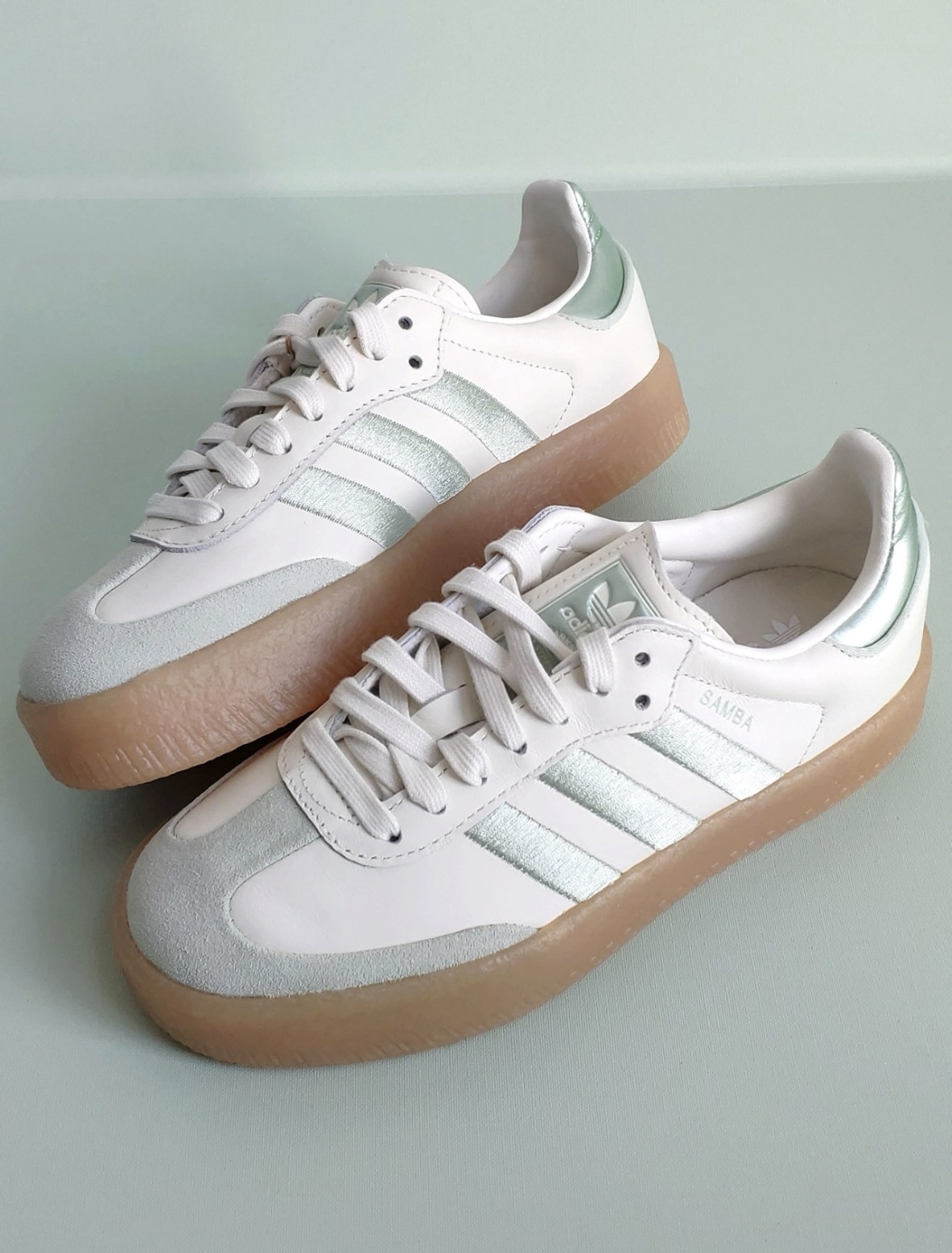 Adidas Originals Sambae 香檳綠 金屬色 皮革 復古 德訓鞋 焦糖底 IG1947/預購