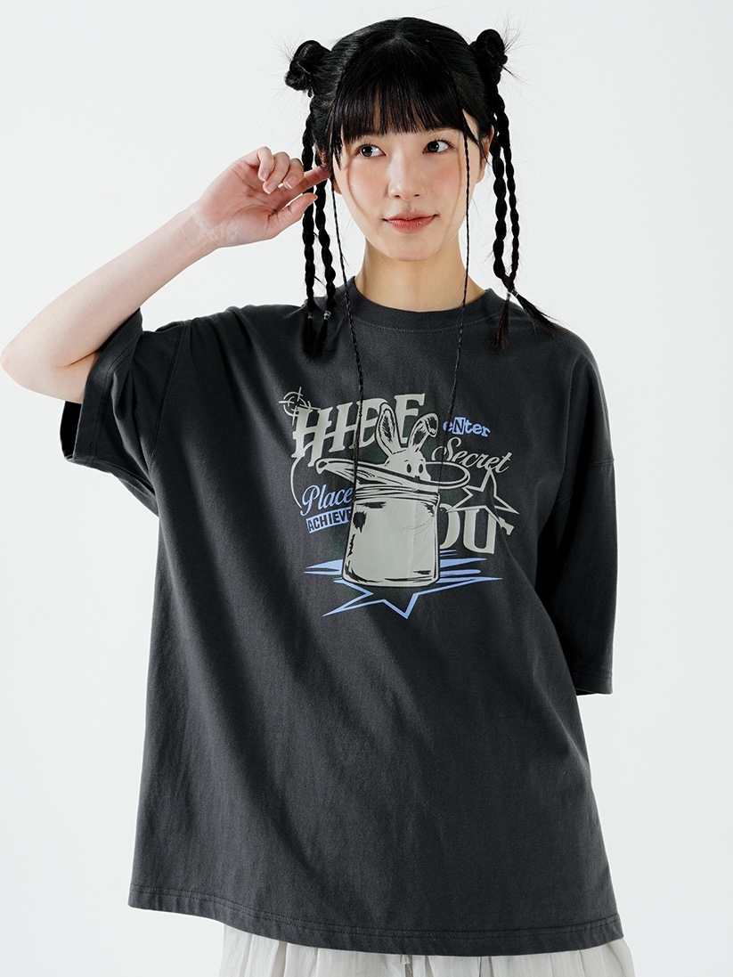 <預購> 韓國PUNCHLINE Hide Bunny🐰高磅純棉短T