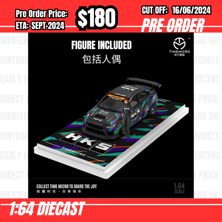 PO-$180 * Time Micro * 1:64 Subaru WRX STI VA2014 HKS w/figure [OD09/06]