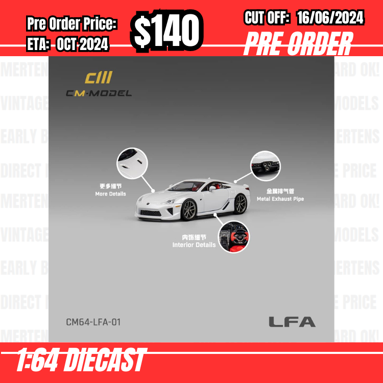 PO-$140 * CM Model * 1:64 Lexus LFA Pearl White [OD09/06]