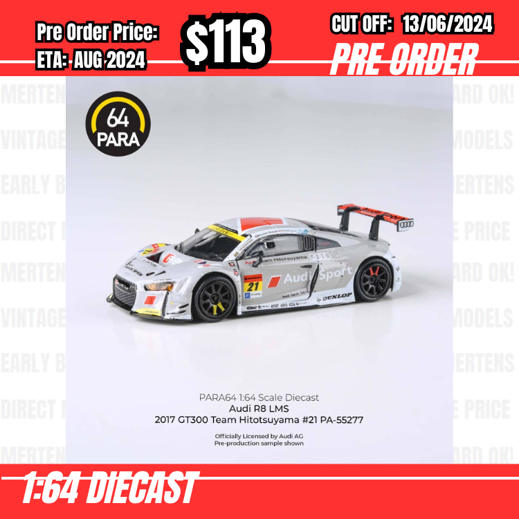 PO-$113 * Para64 * 1:64 Audi R8 LMS 2017 Grey Hitotsuyama #21 [OD09/06]
