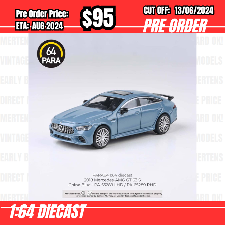 PO-$95 * Para64 * 1:64 Mercedes Benz AMG GT 63 S Blue RHD [OD09/06]