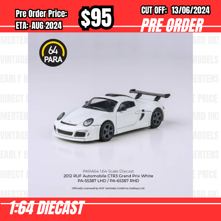 PO-$95  * Para64 * 1:64 2012 RUF CTR3 Clubsport 997 White RHD [OD09/06]