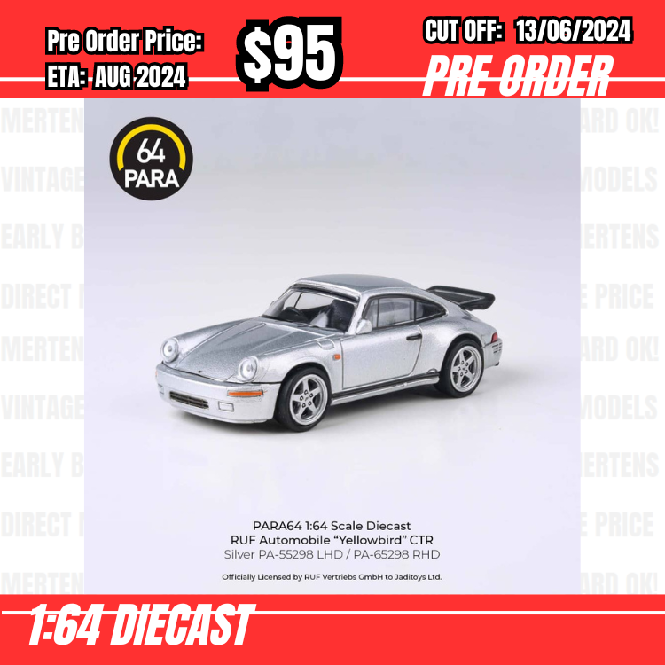 PO-$95  * Para64 * 1:64 1987 RUF CTR Yellowbird 911 Silver RHD [OD09/06]
