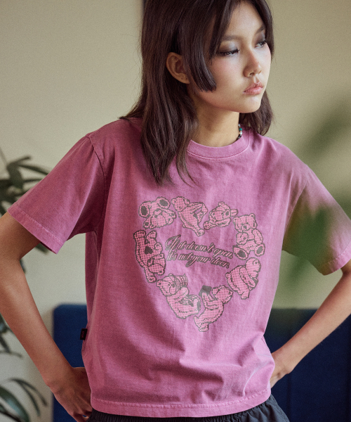 ★CPGN STUDIO★ HEART BEAR PIGMENT CROP SHORT SLEEVE T-SHIRT MUSINSA | CPGN STUDIO Heart Bear Pigment Cropped Short