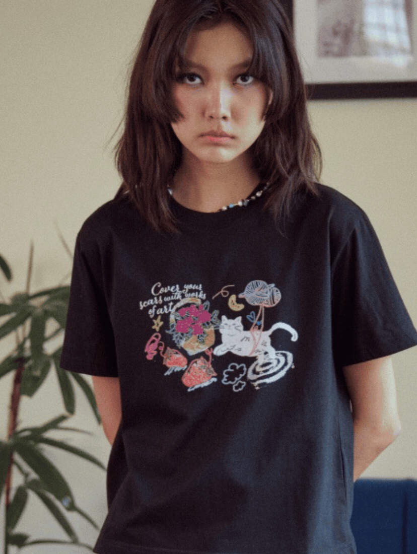 【CPGN STUDIO】24SS★ DTP Doodle Art Crop Short Sleeve Tee CPGN STUDIO] DTP Doodle Art Crop Short Sleeve T-Shi