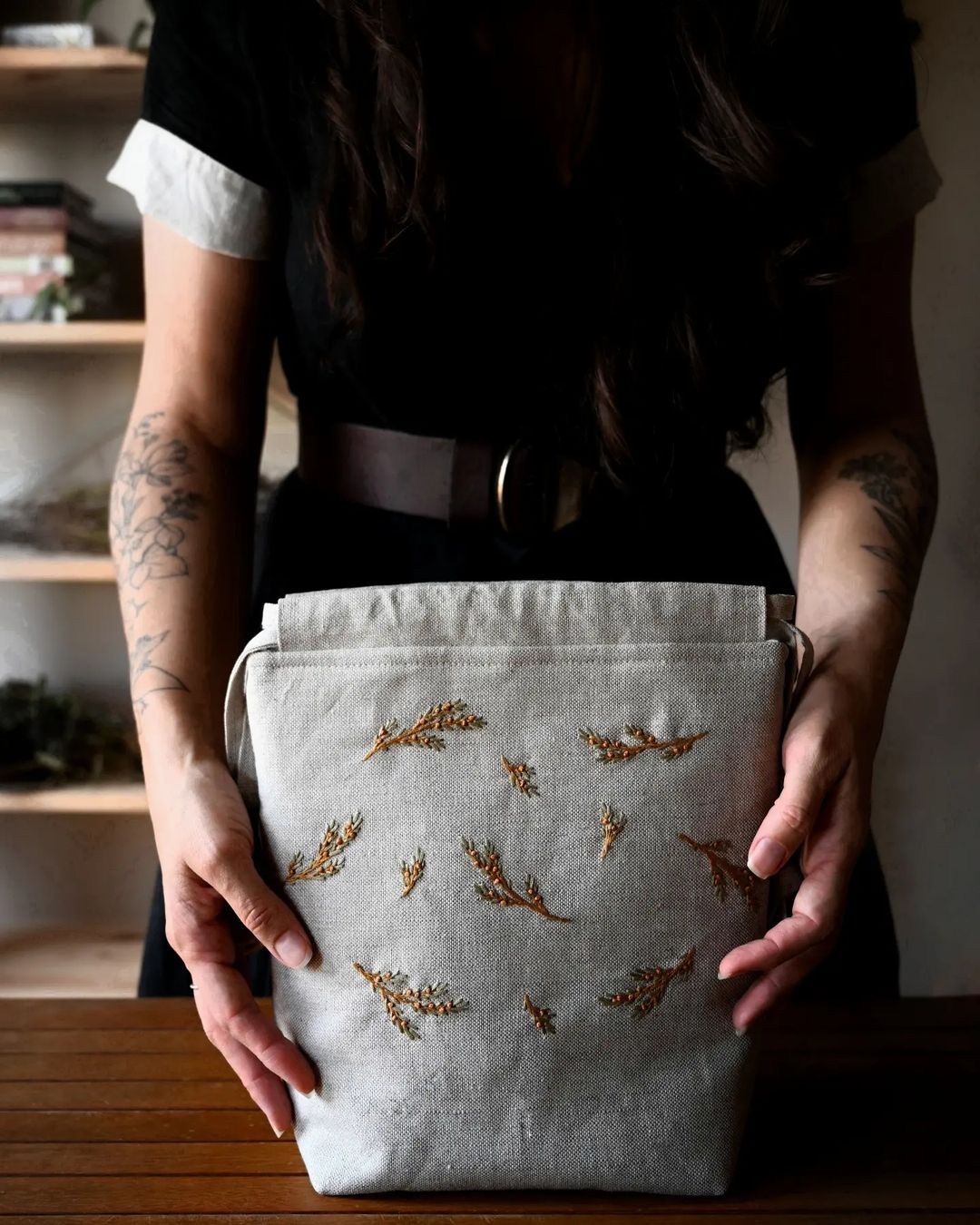 Thyme 手工刺繡編織袋- Pajauta Makes