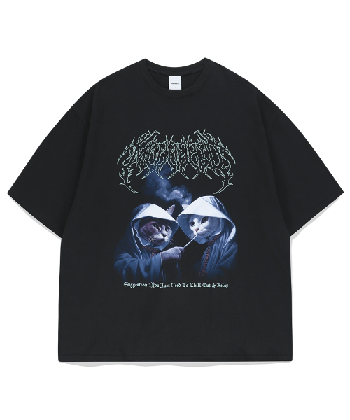 MAHAGRID - SMOKING CAT TEE (BLACK)