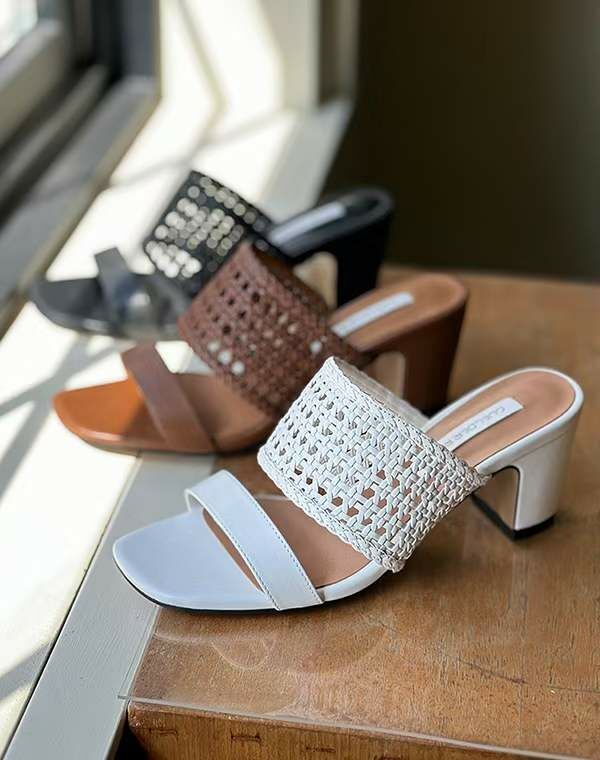 SC2706 鏤空網面粗踭真皮高跟鞋