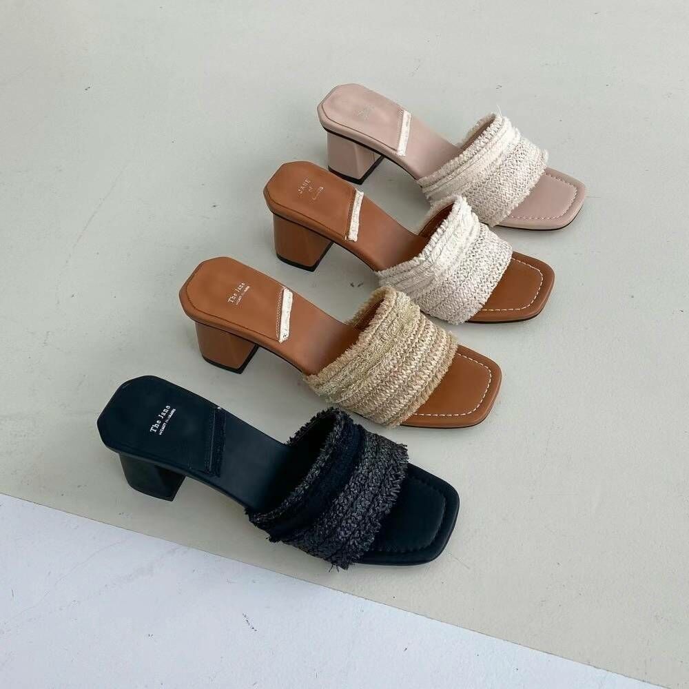 SC2710 草編帶粗低踭拖鞋 (建議買大一碼)