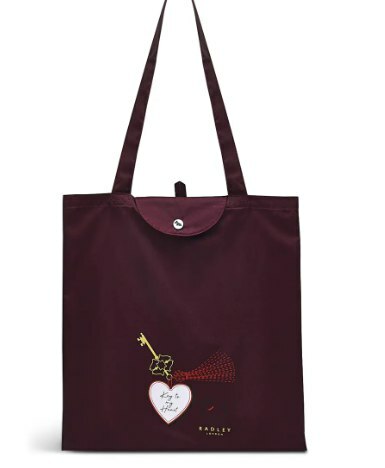 [S] RADLEY LONDON RESPONSIBLE FOLDAWAY BAG KEY TO MY HEART,MAROON, F8442609 (SR134)
