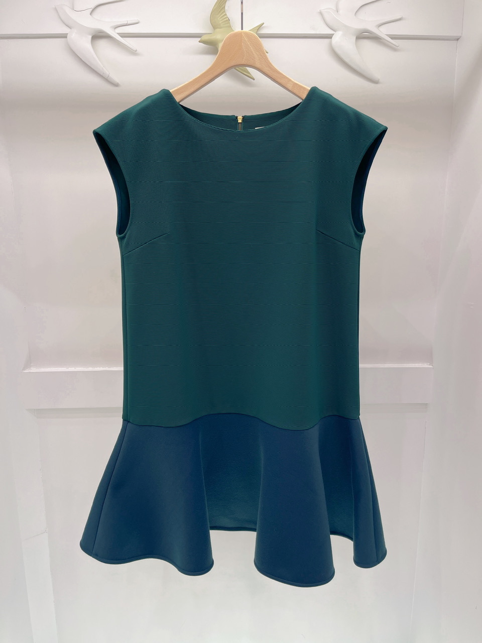 雙素材低裙擺洋裝