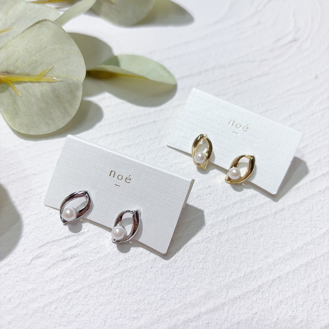 [日本制] 金屬珍珠耳環