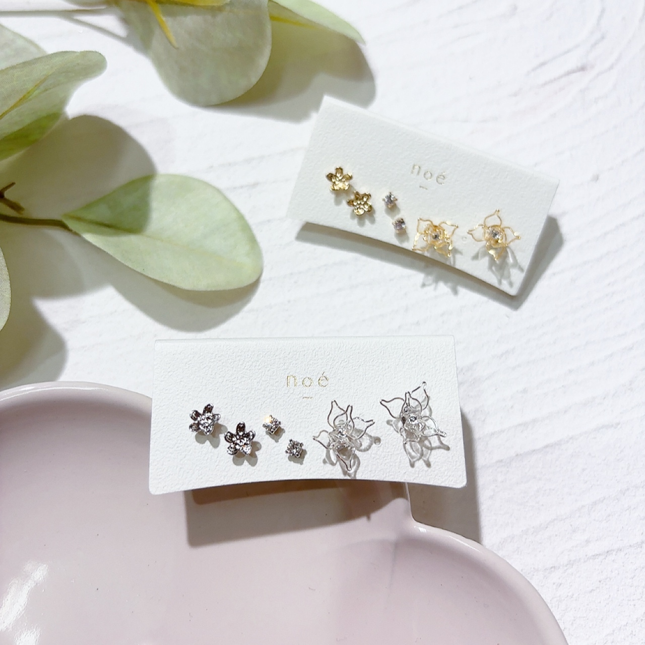 [日本制] 金屬花形耳環set