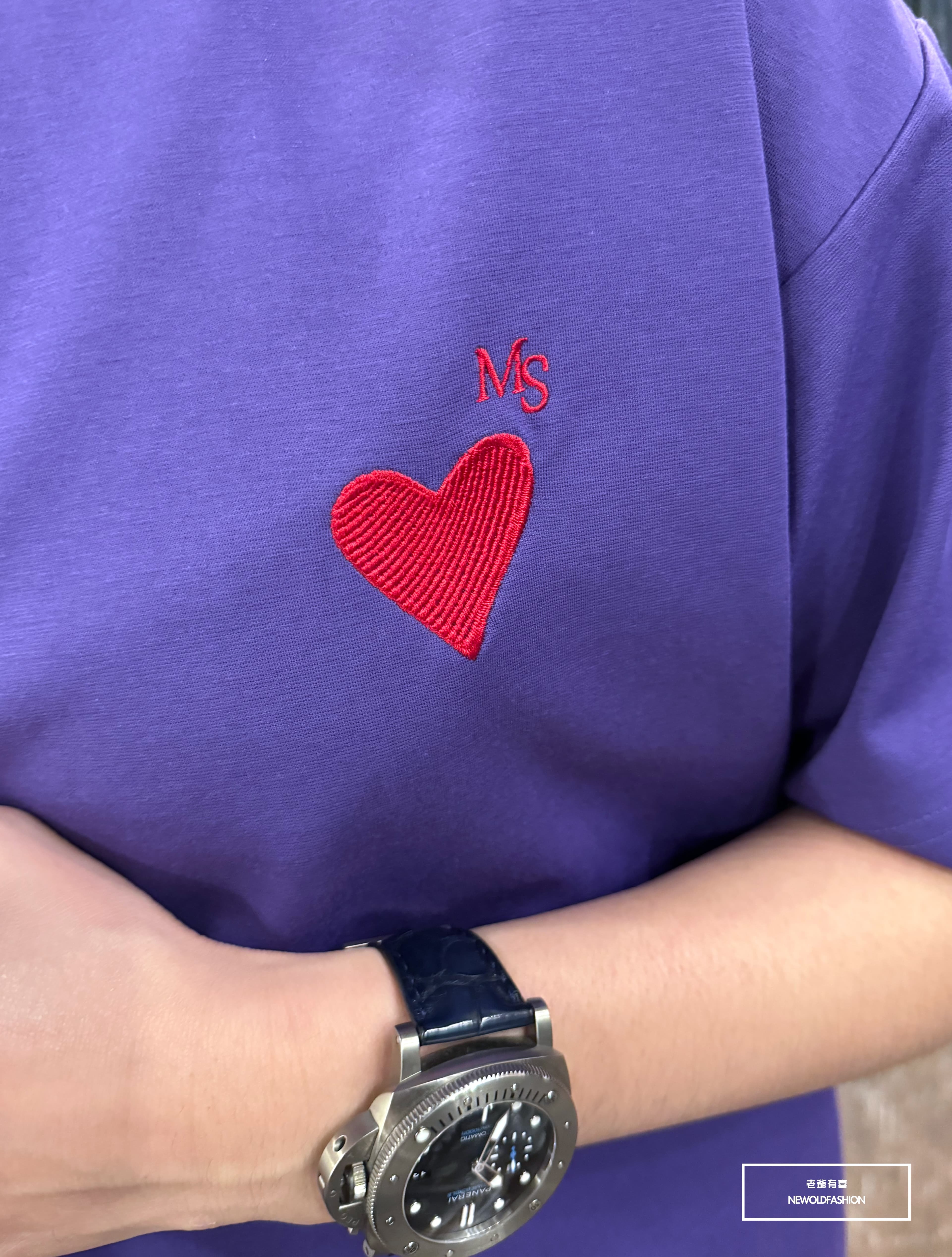『新品上市』重磅MS刺繡愛心短T(NOF2405S6004)-紫
