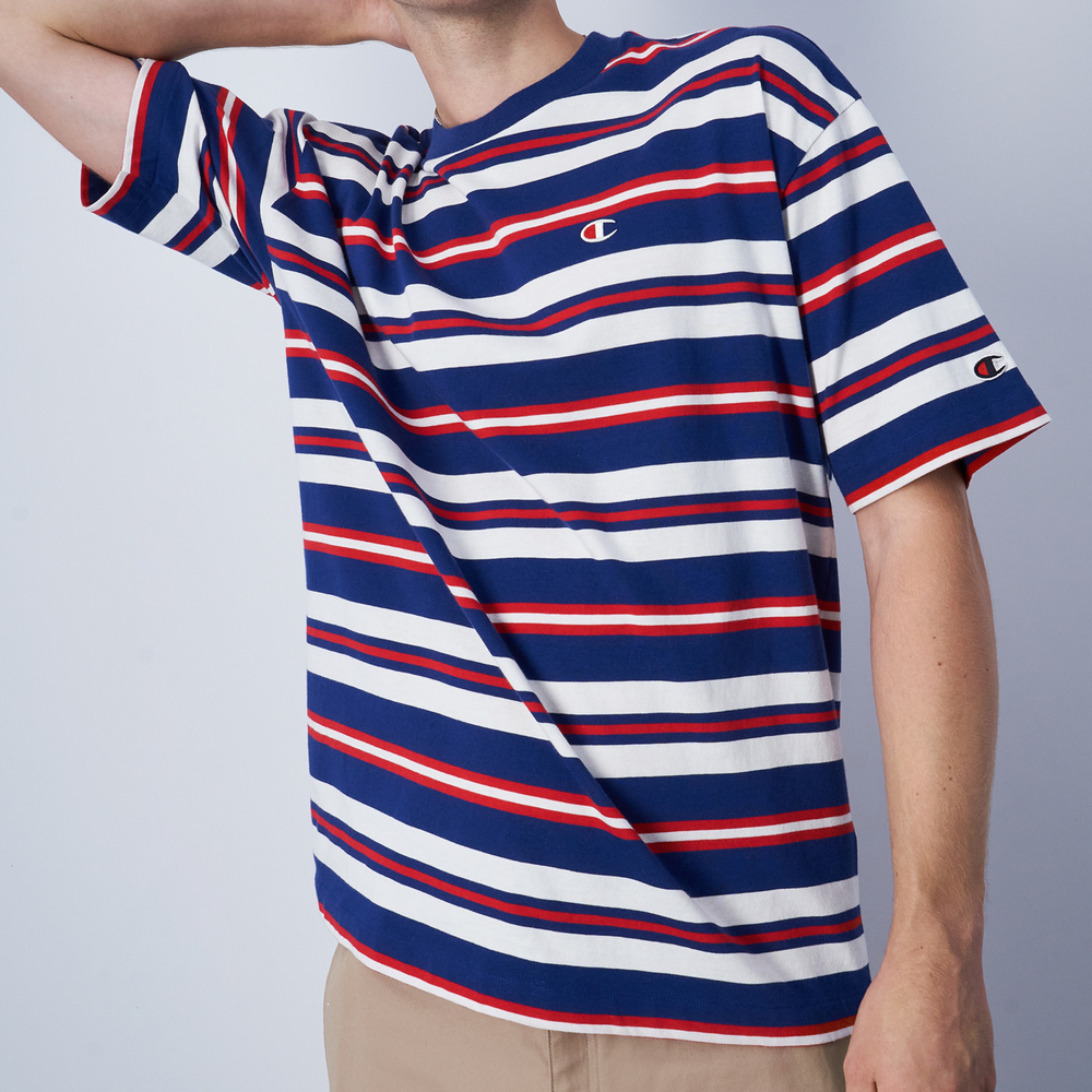 男款-ROCHESTER 復古條紋學院短TEE-藍色（219854-BS559）