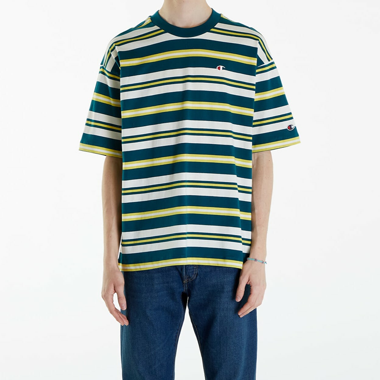 男款-ROCHESTER復古條紋學院短TEE-深綠色（219854-GS549）