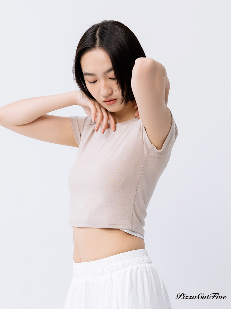 [SALE]短版素色圓領短袖上衣 PizzaCutFive PCF241404006