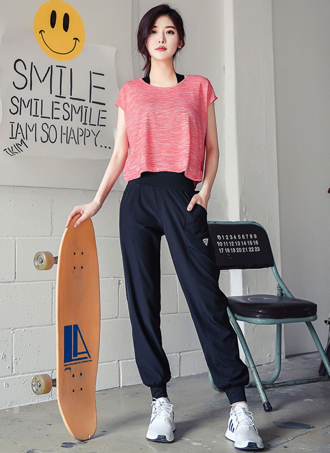 輕薄透寬鬆瑜伽高腰運動長褲