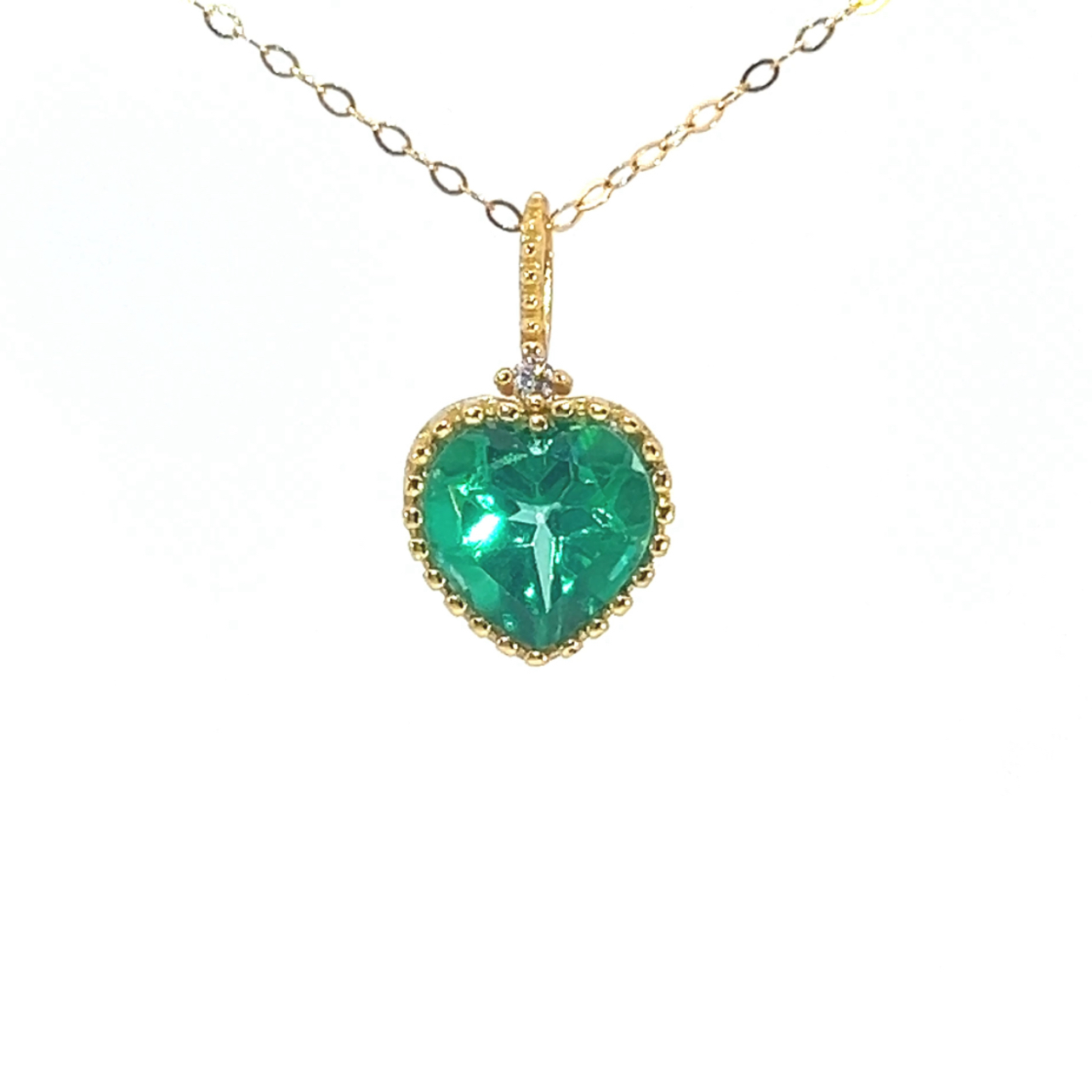 T540湖水藍綠愛心托帕吊墜