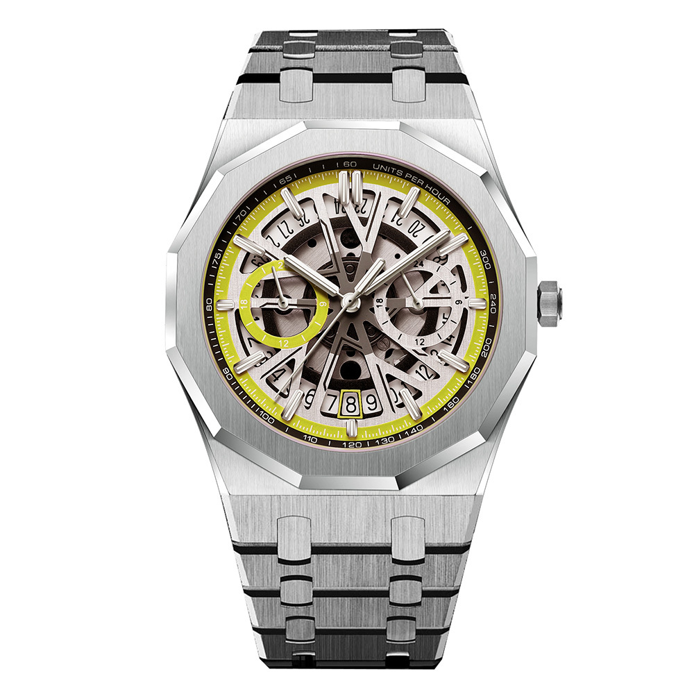 【DIDUN 迪頓】真兩眼帶日期 鏤空錶殼 不鏽鋼 石英錶 DDN-003 -