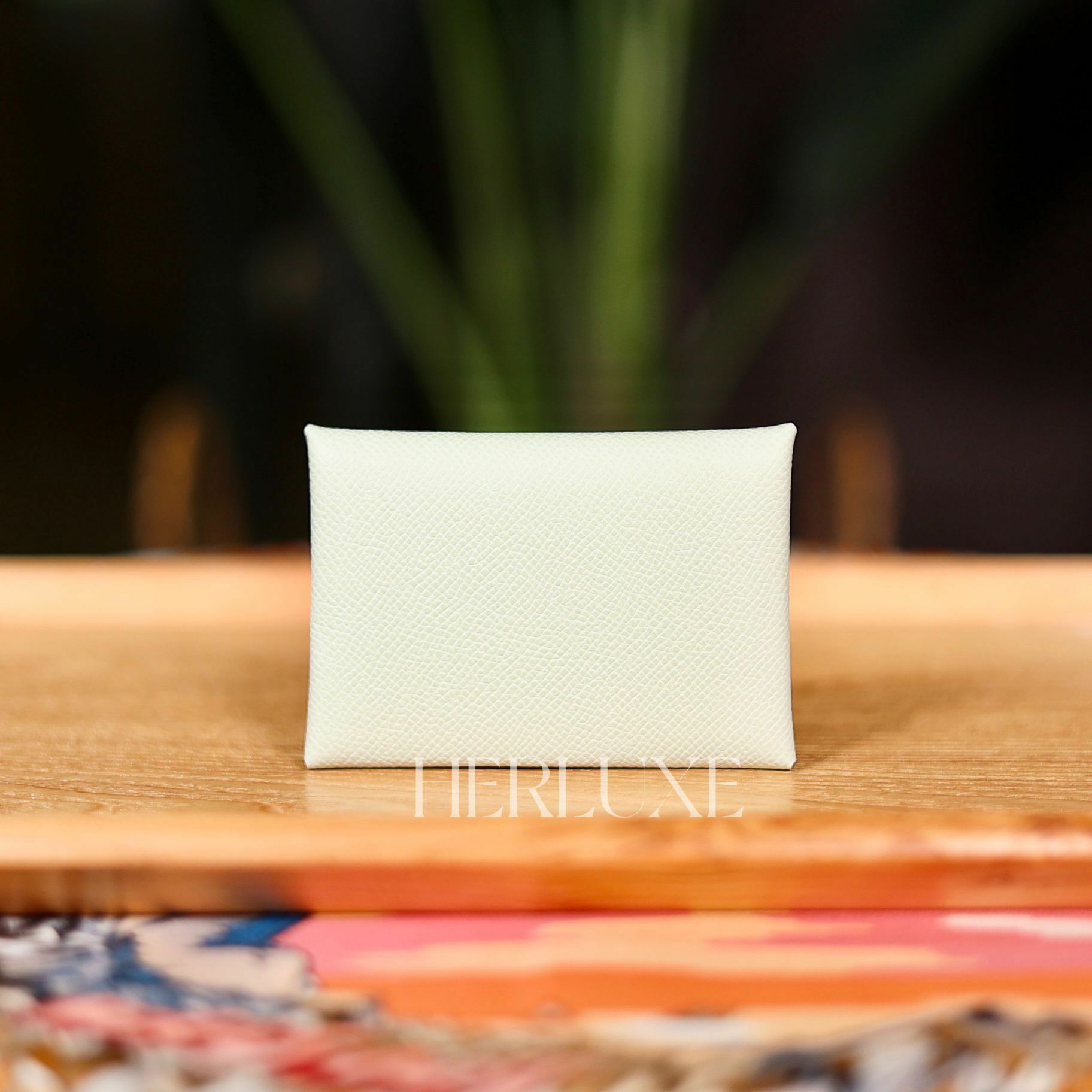 Calvi duo card holder 0S very fizz / A8 vert yucca epsom