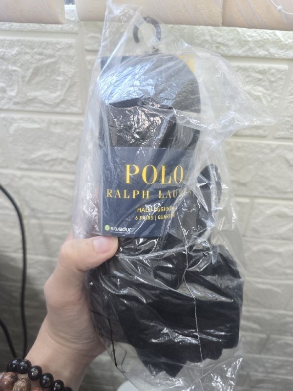 [S] PRL HALF CUSHION 6 PAIRS QUARTER SOCKS,BLACK, 724970PK27-BLACK (SRL128)