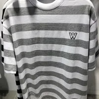 [S] LIFEWORK COMMON WHITE LOGO STRIPED SHORT SLEEVED T-SHIRT,MELANGE GREY, LW242TS181135 [FINAL SALE] (SLW487)