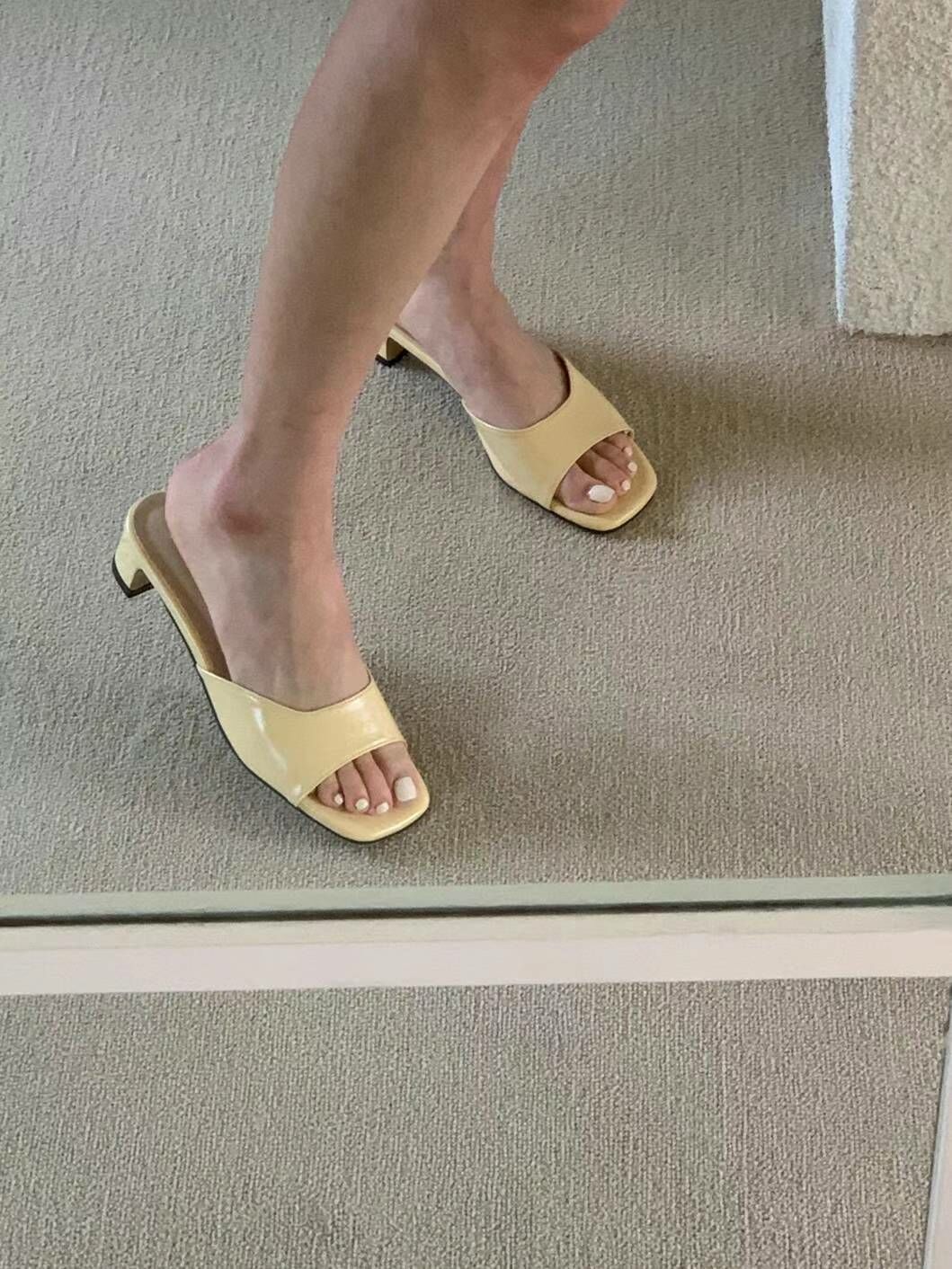 SC2722 優雅一字帶粗跟拖鞋