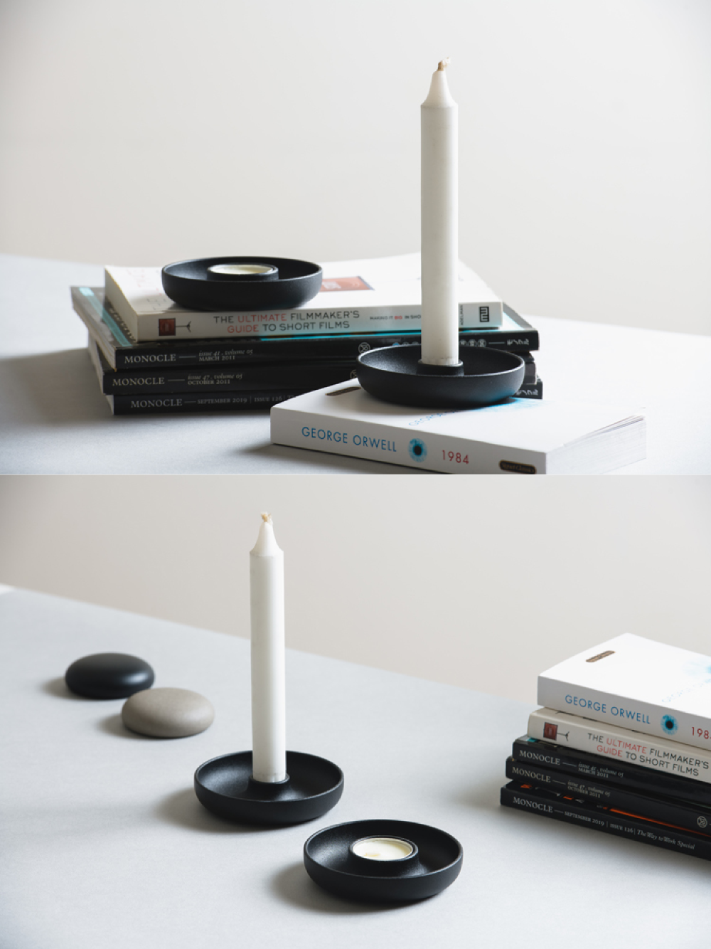 no.30-圓-茶蠟燭台,鋅合金,搭配同系列的長燭台、開瓶器,金屬及原石的自然元素成為日常生活用品