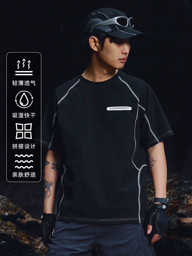 ENshadower隱蔽者 車線跡壓膠口袋短袖T卹夏
