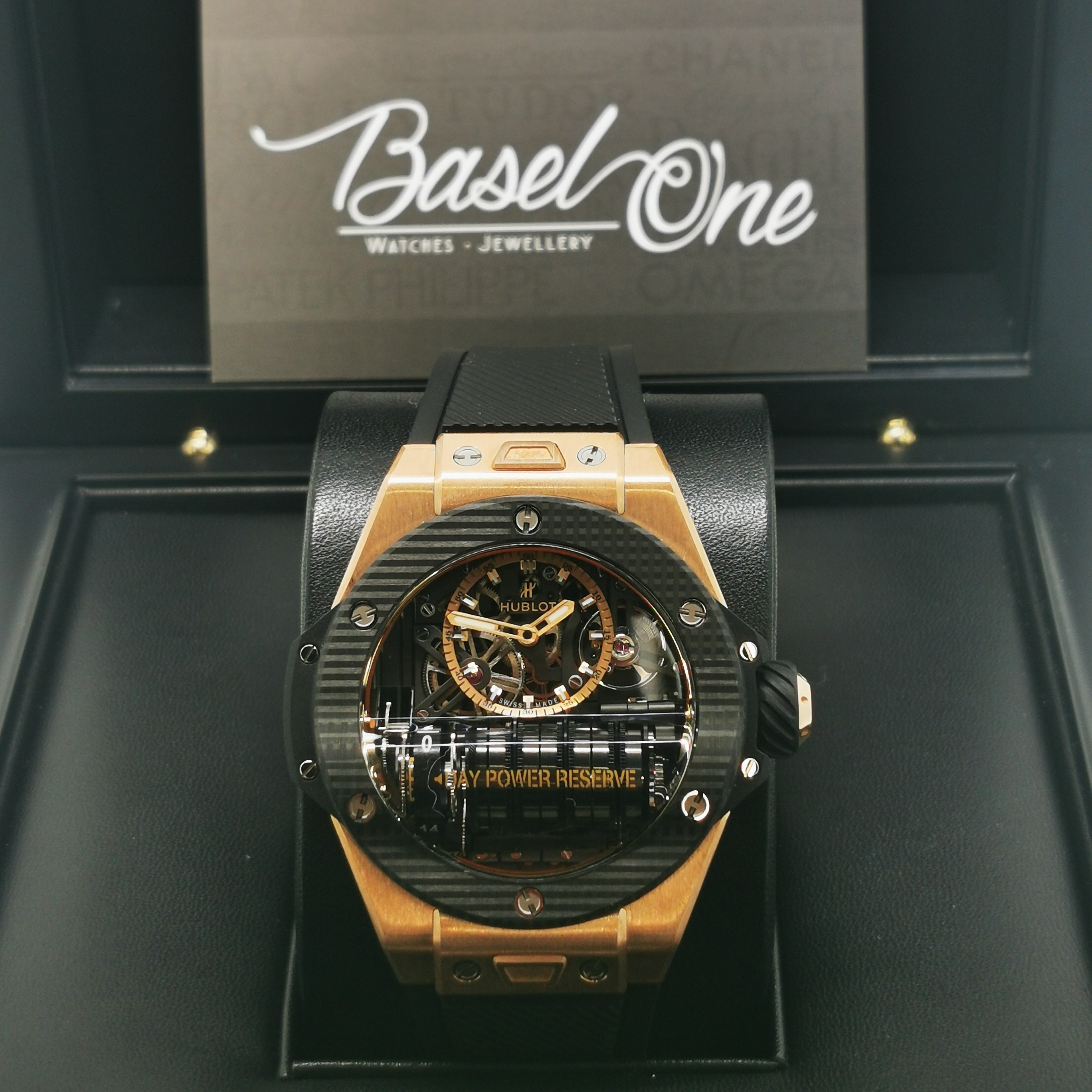 BRAND NEW HUBLOT 911.OQ.0118.RX BIG BANG MP-11 POWER RESERVE 14 DAYS KING GOLD 3D CARBON 45 MM boutique exclusive limited 100 pcs