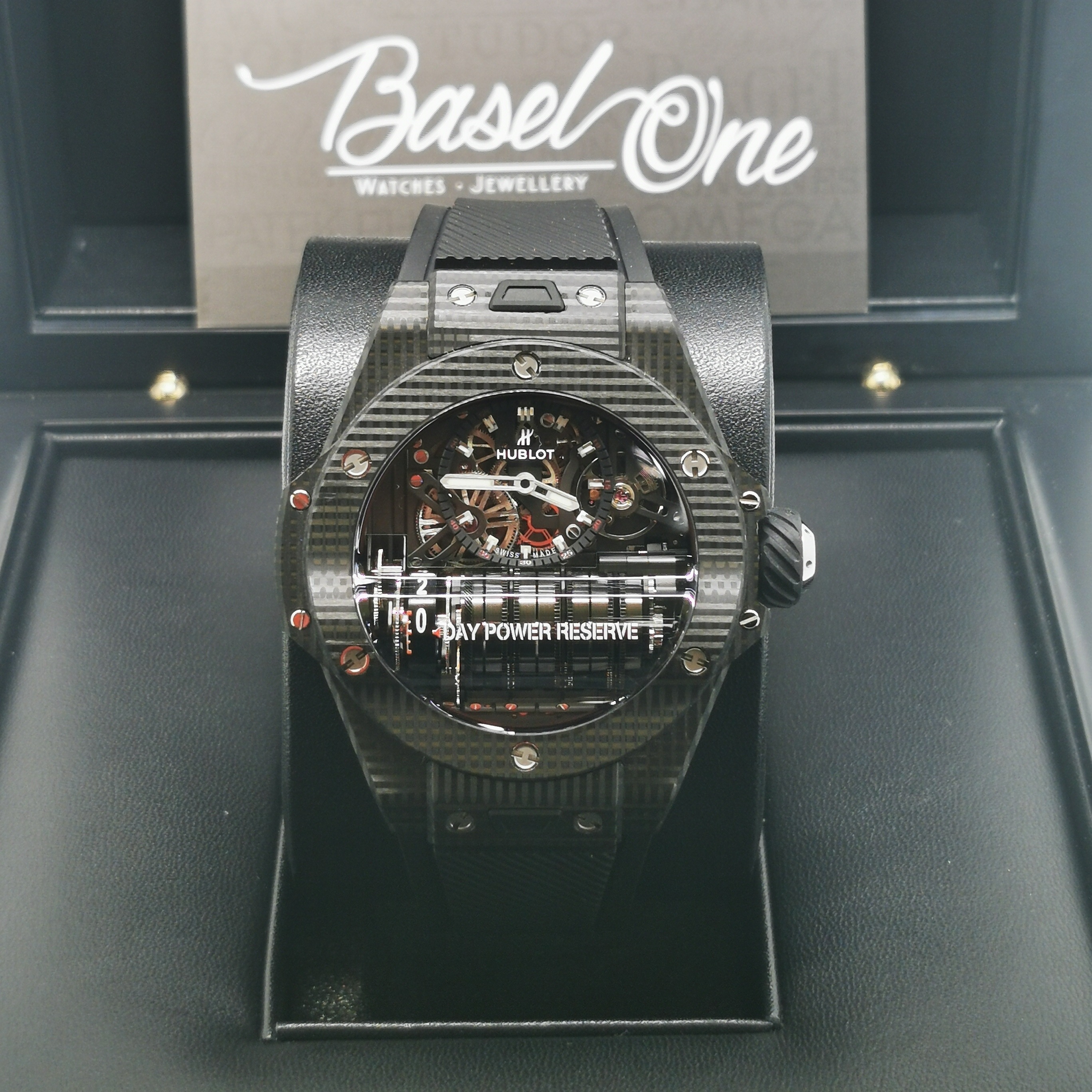 BRAND NEW HUBLOT 911.QD.0123.RX BIG BANG MP-11 POWER RESERVE 14 DAYS KING GOLD 3D CARBON 45 MM boutique exclusive limited 200 pcs