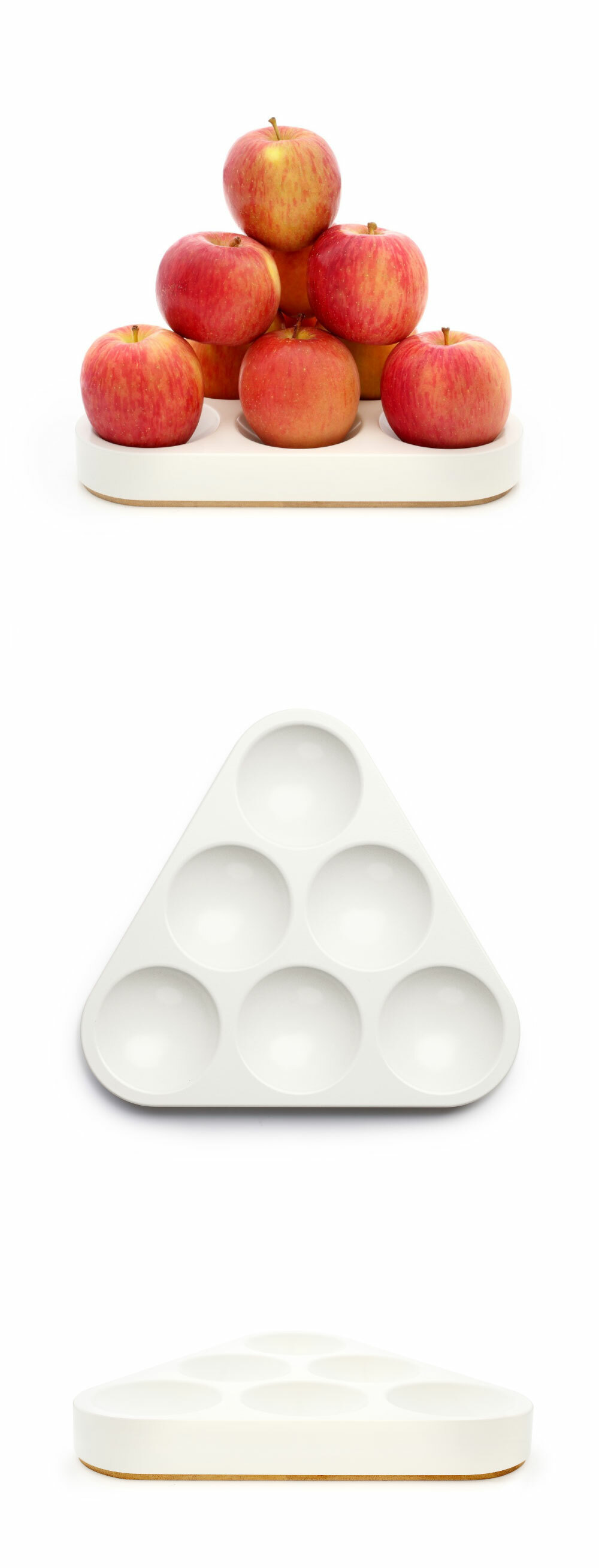 no.30-豐盛-三角收納盤，圓形凹槽，非常適合擺放蘋果，變成很特別的水果盤。